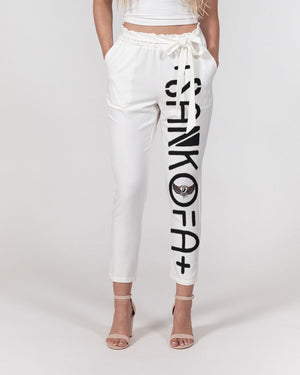 Sankofa wings Women's All-Over Print Belted Tapered Pants